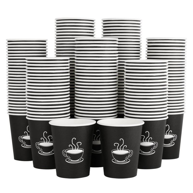 TV TOPVALUE 360 Pack 8 oz Paper Coffee Cups Disposable Black Paper Cups for Hot Beverage Drinking Water Used for Cafes Offices and Events